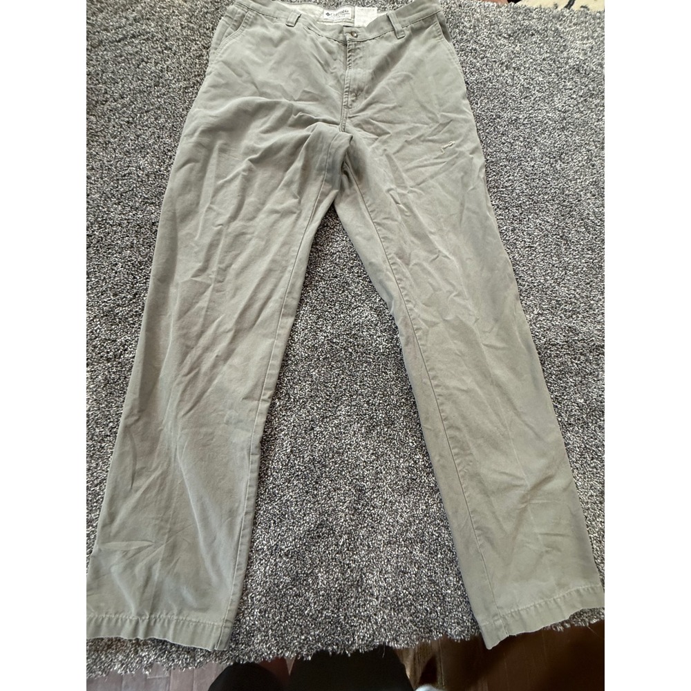Columbia Mens Canvas Utility Pants 32x34 Olive Green AM8142 Straight Leg